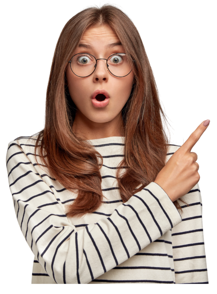 girl pointing right